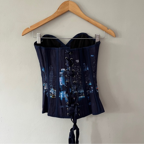 Corset Story Instant Shape Classic Over Bust Corset in City Skyline Navy NWT - Picture 3 of 6